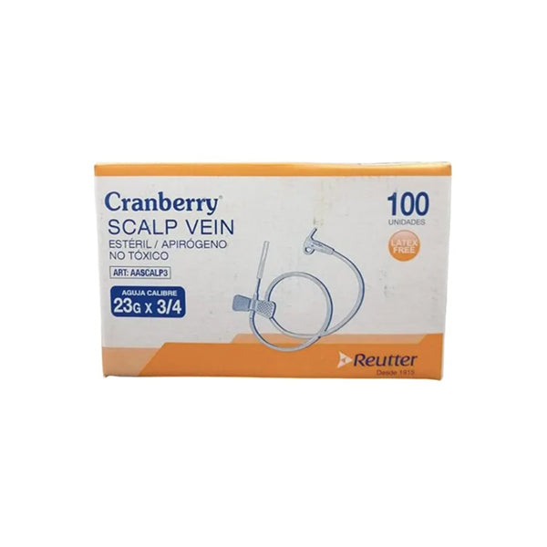 Mariposa Scalp Vein 23G x 3/4 Cranberry 100 Und