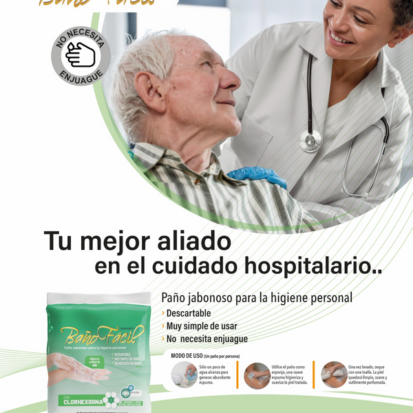Paño Jabonoso Baño facil con Clorhexidina  X 5 Unidades