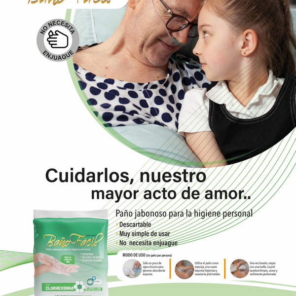 Paño Jabonoso Baño facil con Clorhexidina  X 5 Unidades