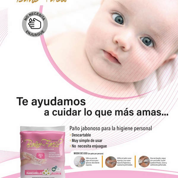 Paño Jabonoso Baño facil Con Manzanilla X 10 Unidades