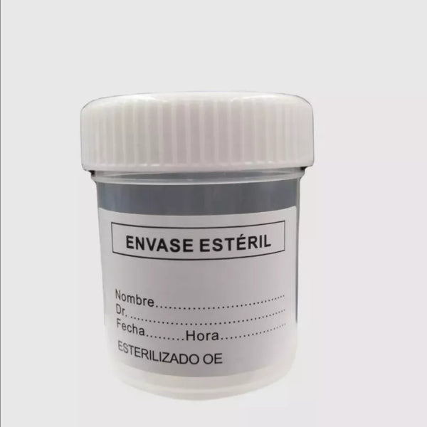 Frasco Muestra de Orina, con Tapa. 60 ML.