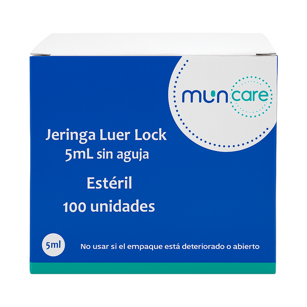 Jeringa Desechable Luer Lock 5cc sin Aguja Caja X 100 Unds. Muncare