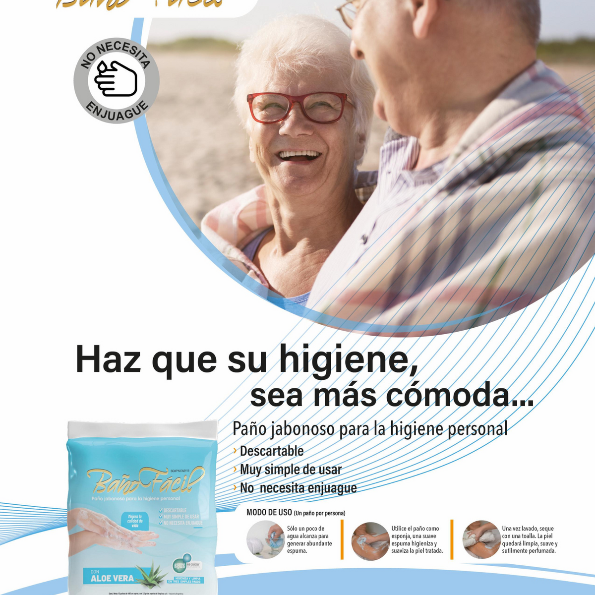 Paño Jabonoso Baño facil Con Aloe Vera X 10 Unidades