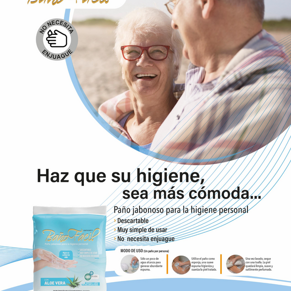 Paño Jabonoso Baño facil Con Aloe Vera X 10 Unidades