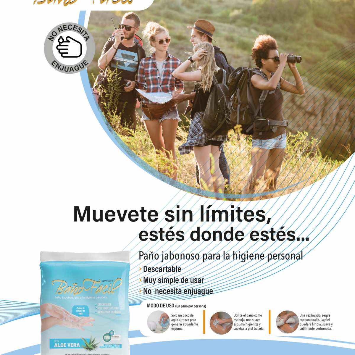 Paño Jabonoso Baño facil Con Aloe Vera X 10 Unidades