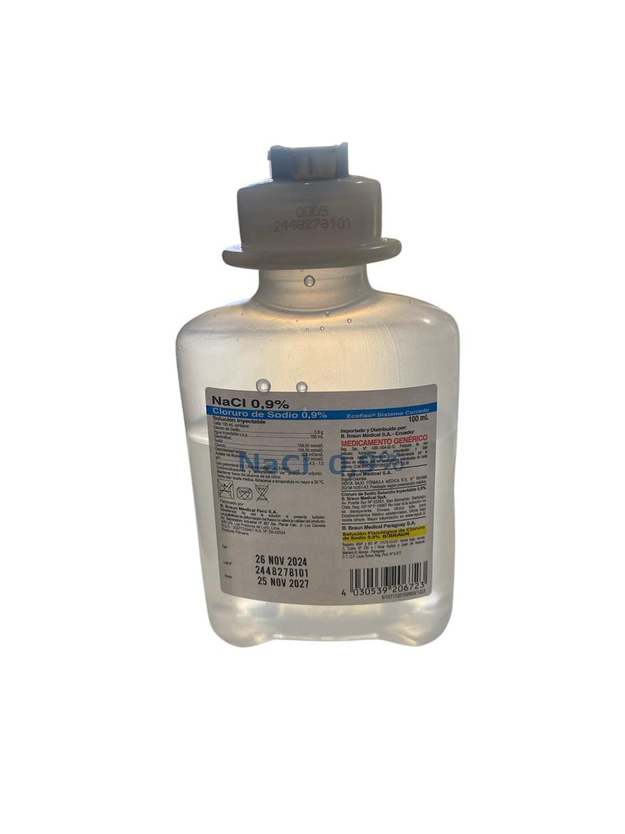 Suero Fisiologico - Cloruro de sodio 0,9% 100 ML. Ecoflac