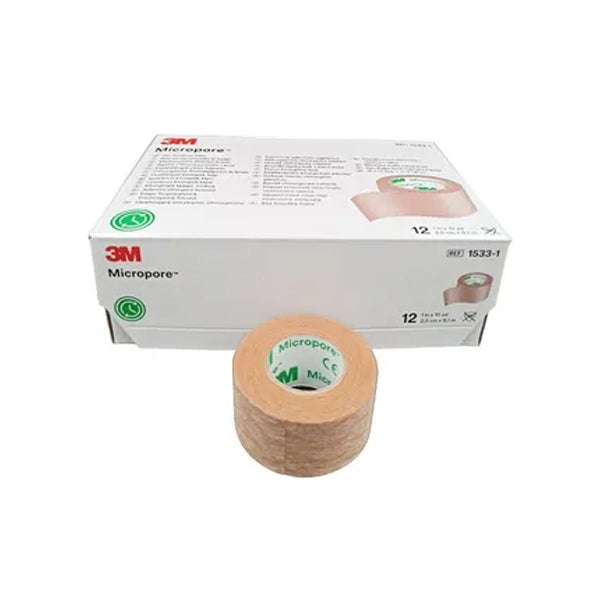 Tela De Papel Micropore 2.5 Cm 3m Color Piel - 12 Unidades