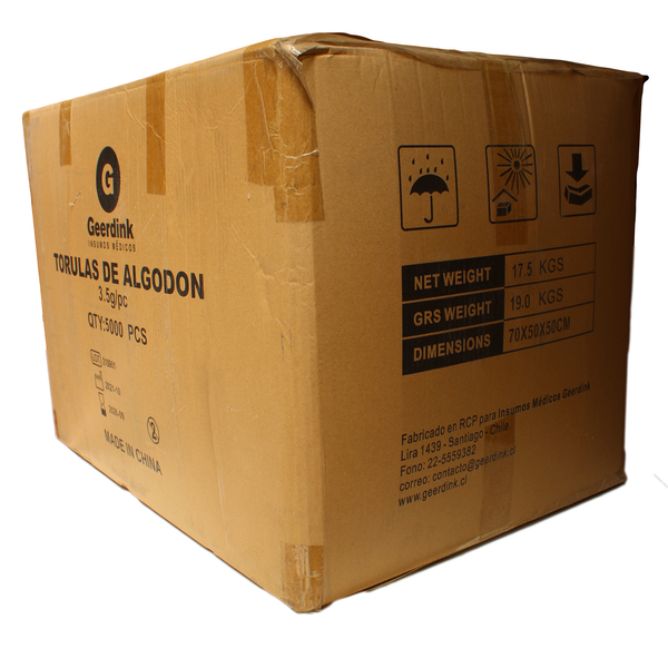 Torula de algodón Geerdink de 3.5Gr Caja Madre x 50 Bolsas x 100 unds.