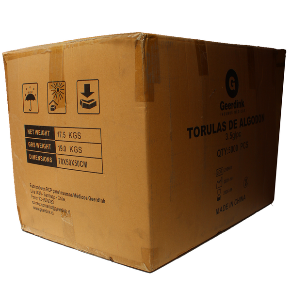 Torula de algodón Geerdink de 3.5Gr Caja Madre x 50 Bolsas x 100 unds.