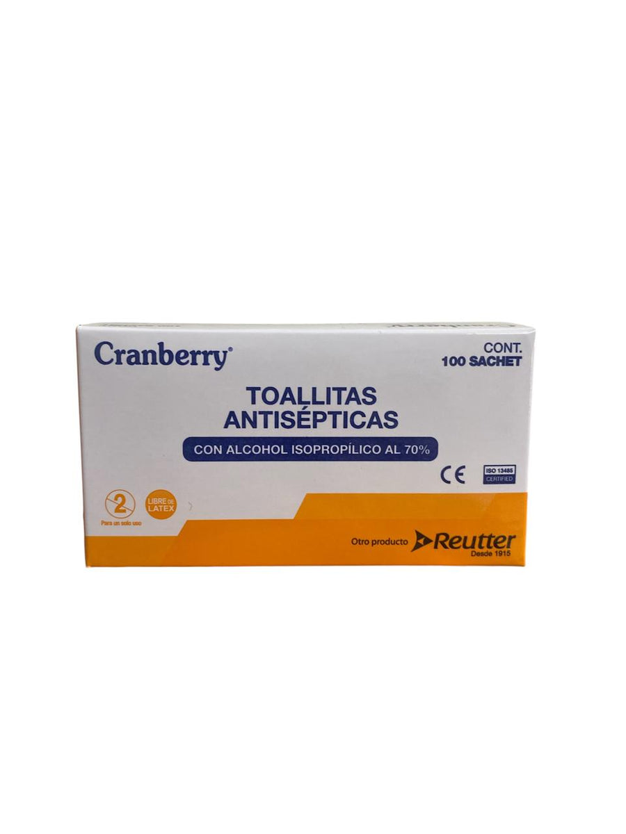 Toallitas Antisépticas Con Alcohol Isopropílico al 70% Cranberry Caja x 100 Unidades