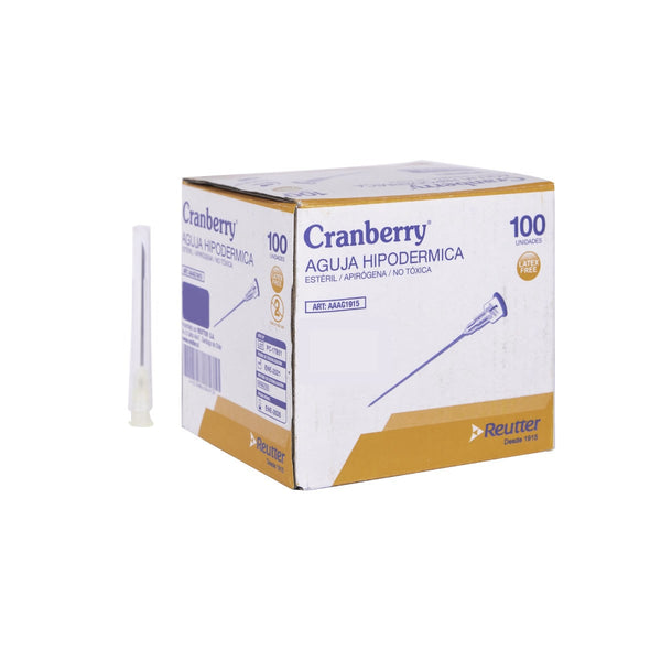 Aguja Hipodérmica Cranberry caja x 100 Unidades
