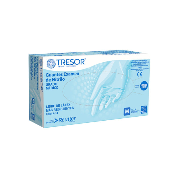 Guante Nitrilo Azul Sin polvo Talla S-M-L-XL Tressor caja x 100 Unidades