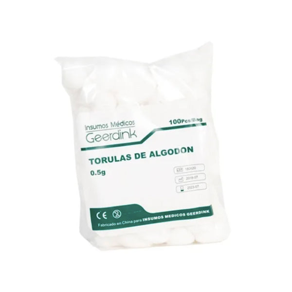 Torulas De Algodón 0.5 Gr. X 100 Unidades. Pack 30 Bolsas