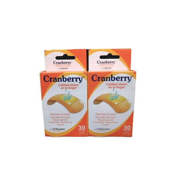 Parche Curitas rectangular Cranberry Resistente Al Agua- Hipoalergénico Pack x 30