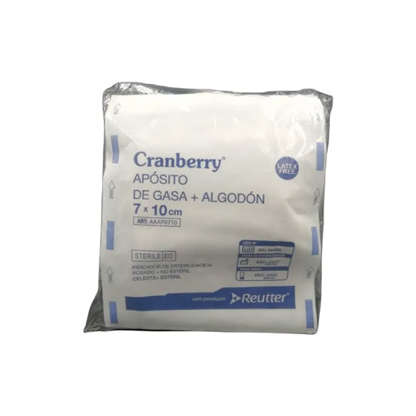 Apósito Gasa + Algodón 7x10 Cms Cranberry X 10