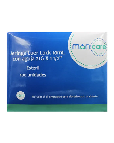 Jeringa Luer Lock 10cc 21g x 1/2 Caja X 100 Unidades Muncare