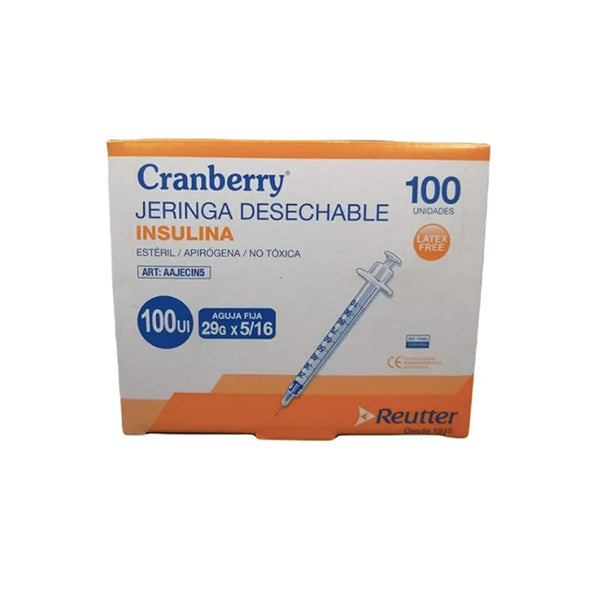 Jeringa Desechable Insulina Cranberry 29g X 5/16 Caja X 100 Unds.