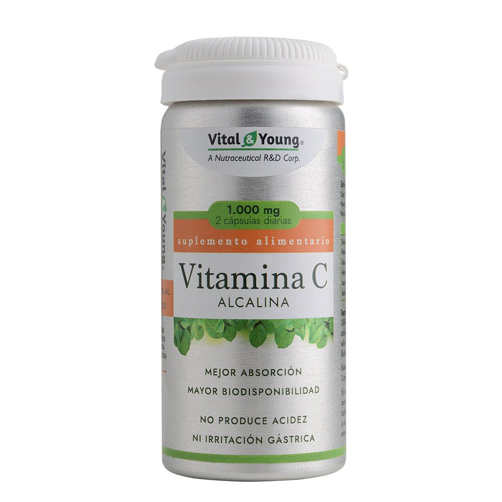 Vitamina C Alcalina 1000 mg (Ascorbato de Calcio USP) – Alta Biodisponibilidad | 60 Cápsulas