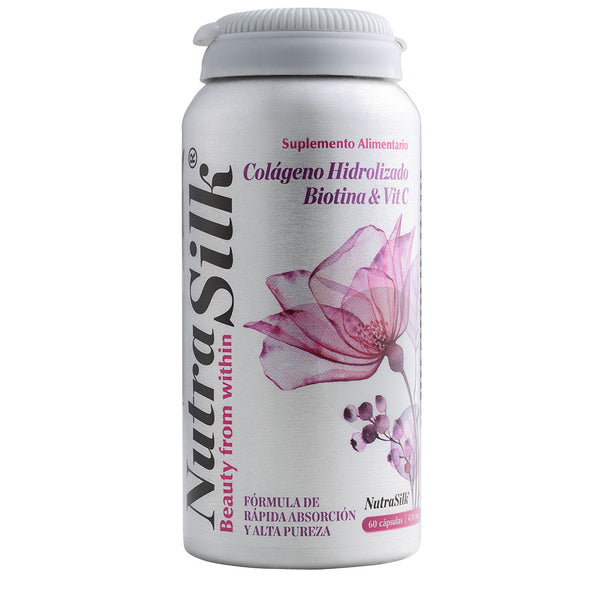 Nutrasilk Biotina + Colágeno Hidrolizado Tipo I y Vitamina C – Cabello, Piel y Uñas | 60 Cápsulas