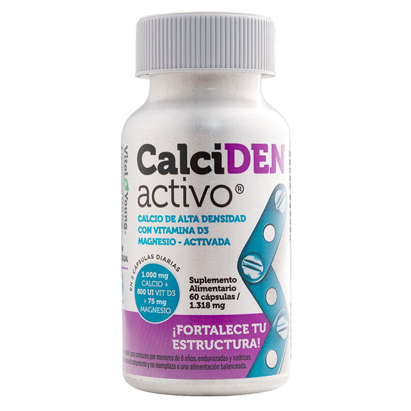 CalciDEN Activo® Calcio 500 mg + Vitamina D3 y Magnesio – Grado USP | 60 Cápsulas