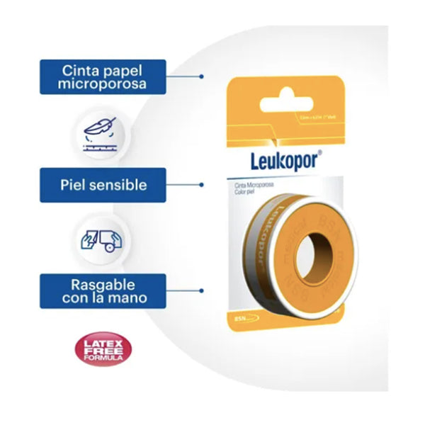 Leukopor 2.5 Cmx 4.5mt. Cinta Quirúrgica De Papel Color Piel