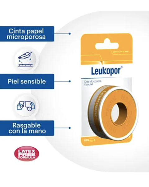 Leukopor 2.5 Cmx 4.5mt. Cinta Quirúrgica De Papel Color Piel