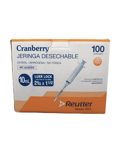 Jeringa Desechable Luer Lock 10cc 21g Caja X 100