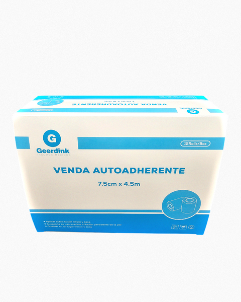 Venda Autoadherente 7,5Cm x 4.5m Geerdink - 4 Rollos Negros + 8 Rollos Beige Caja x 12 Unds.