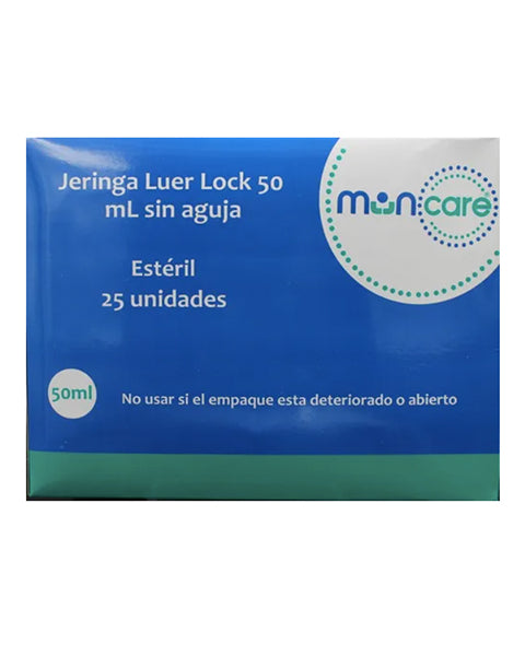 Jeringa Desechable Luer Lock 50 Ml Sin Aguja caja x 25 Unds. Muncare