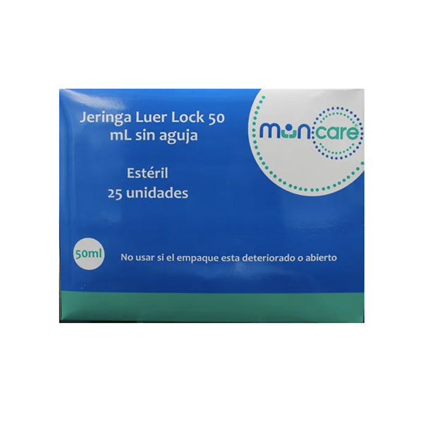 Jeringa Desechable Luer Lock 50 Ml Sin Aguja caja x 25 Unds. Muncare