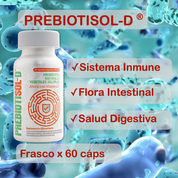 Prebiotisol-D® Prebióticos Naturales con Vitamina D3 – Salud Digestiva y Microbiota | 60 Cápsulas