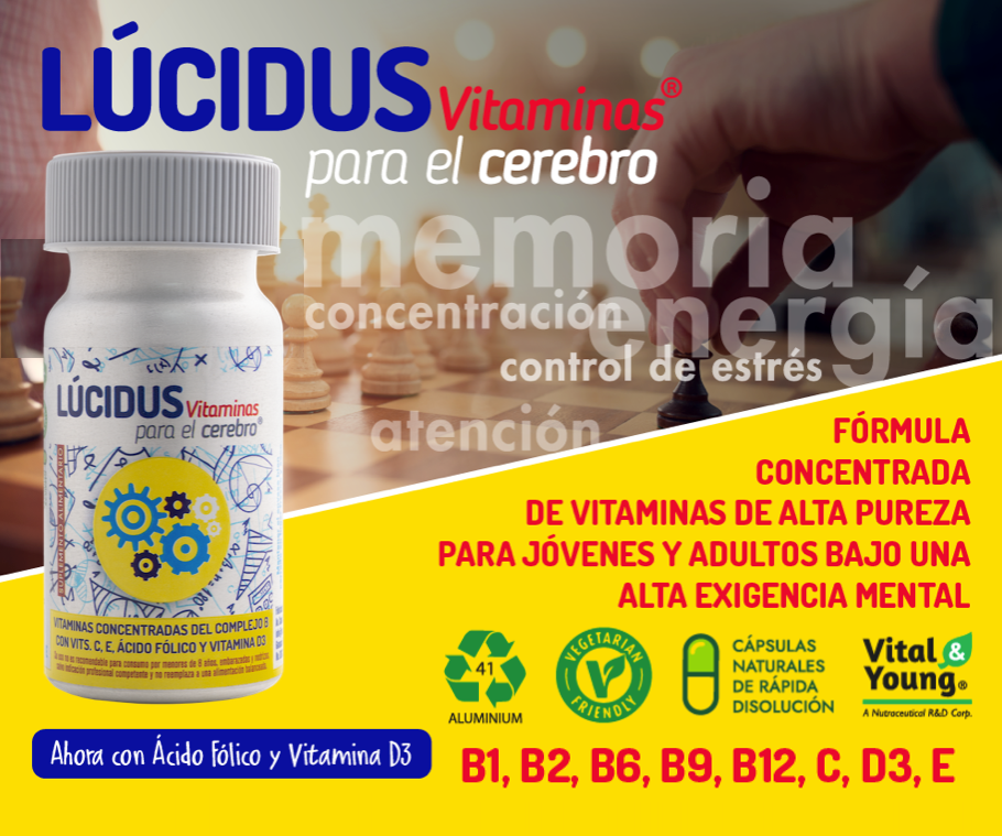 Lucidus Vitaminas para el Cerebro® – Complejo B + Vitaminas C, D y E | 30 Cápsulas