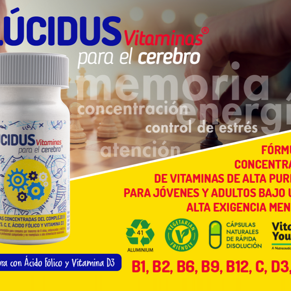 Lucidus Vitaminas para el Cerebro® – Complejo B + Vitaminas C, D y E | 30 Cápsulas