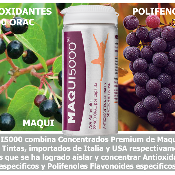 MAQUI5000 Antioxidante 5.000 ORAC con Maqui Chileno y Uvas Tintas – 30 Cápsulas Veganas