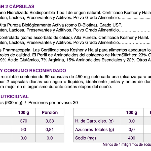 Nutrasilk Biotina + Colágeno Hidrolizado Tipo I y Vitamina C – Cabello, Piel y Uñas | 60 Cápsulas
