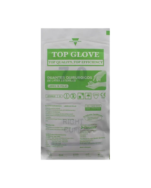 Guante Quirúrgico Latex Estéril Top glove Talla 7.0/50 Pares