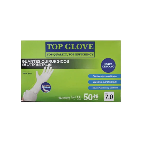 Guante Quirúrgico Latex Estéril Top glove Talla 7.0/50 Pares