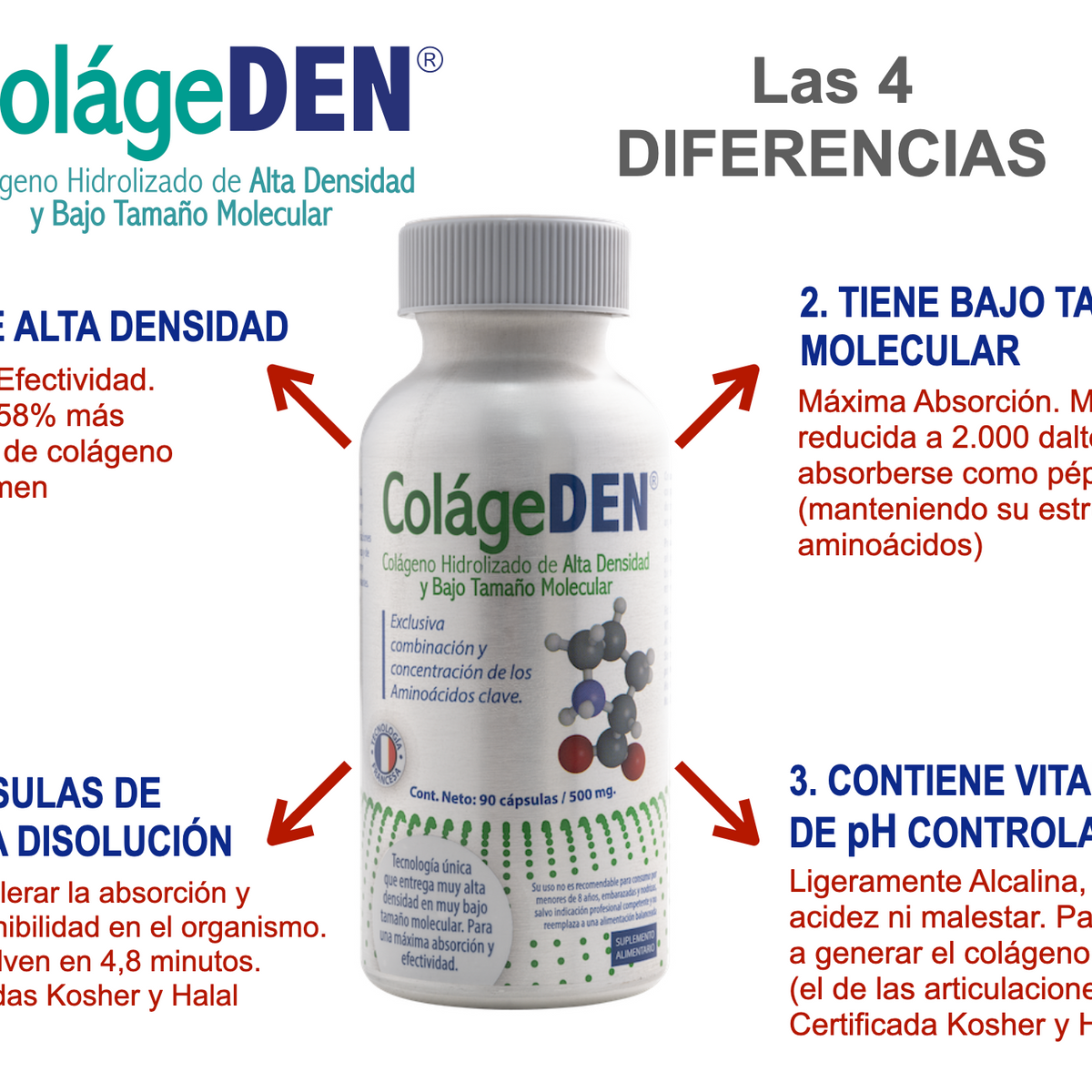 Colágeno Hidrolizado Alta Absorción 2.000 Da + Vitamina C USP – 90 Cápsulas