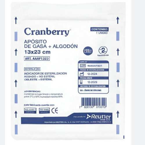 Apósito de Gasa + Algodón 13x23 Cranberry – Unidad