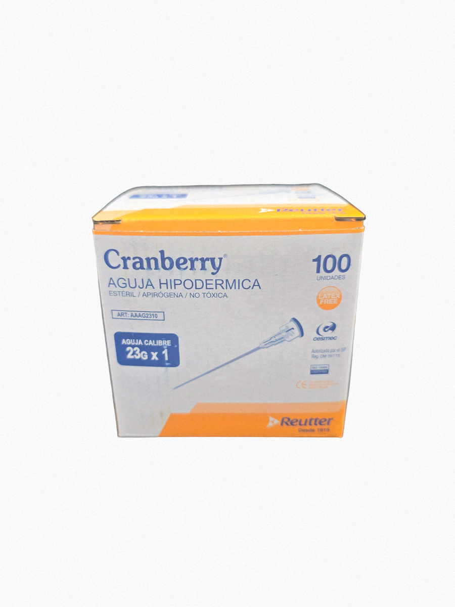 Aguja Hipodérmica Cranberry caja x 100 Unidades