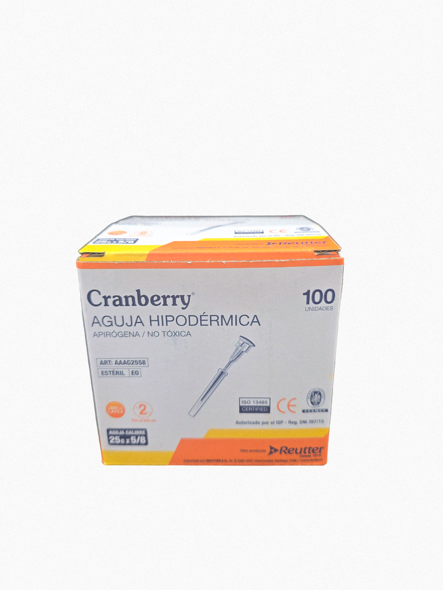 Aguja Hipodérmica Cranberry caja x 100 Unidades