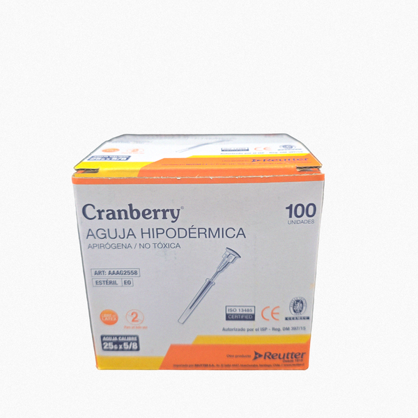 Aguja Hipodérmica Cranberry caja x 100 Unidades