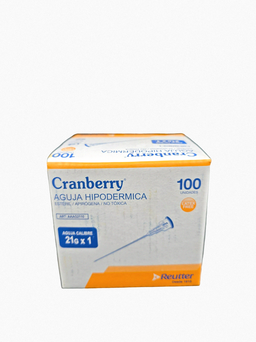 Aguja Hipodérmica Cranberry caja x 100 Unidades