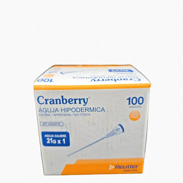 Aguja Hipodérmica Cranberry caja x 100 Unidades