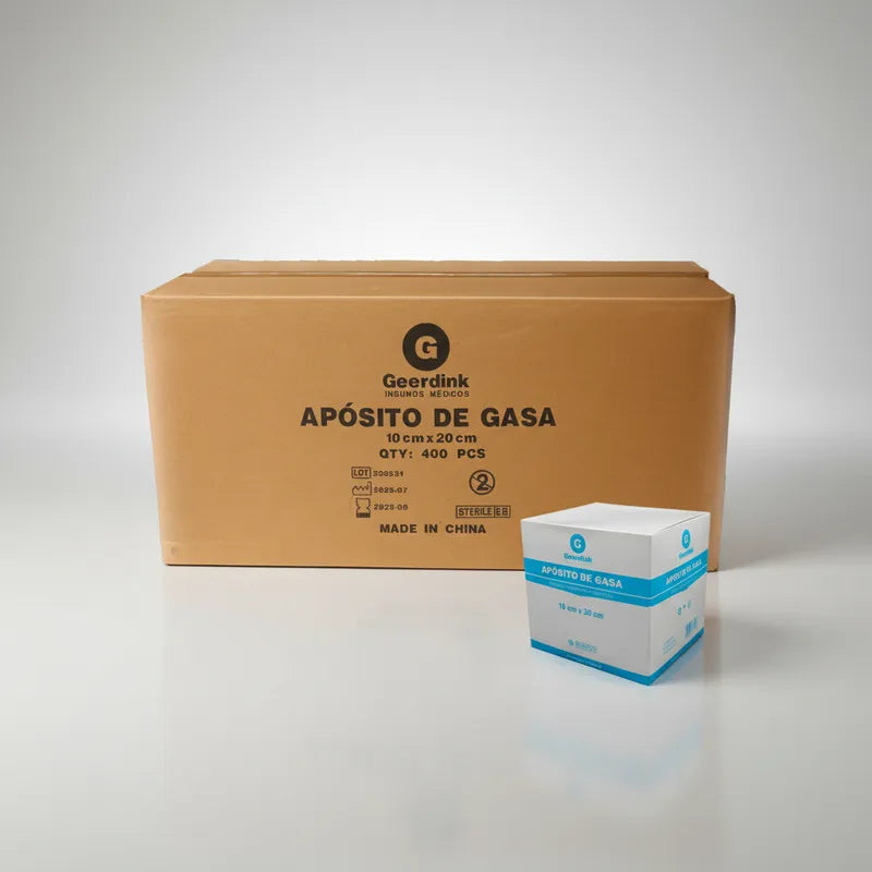 Apósito No Tejido Estéril Geerdink 10×20 cm | Caja Madre (16 cajas × 25 apósitos)