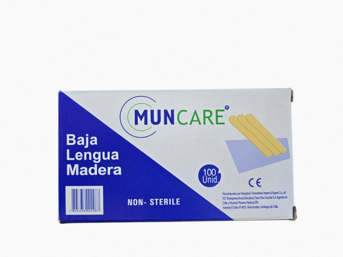 Baja lengua madera no esteril Muncare caja x 100 Unidades