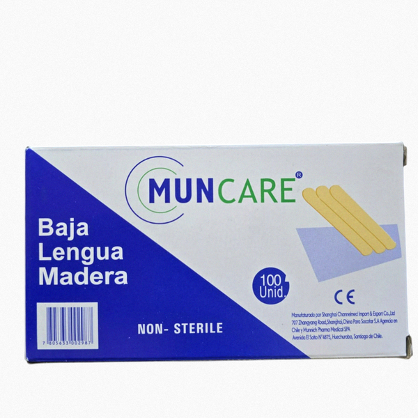 Baja lengua madera no esteril Muncare caja x 100 Unidades