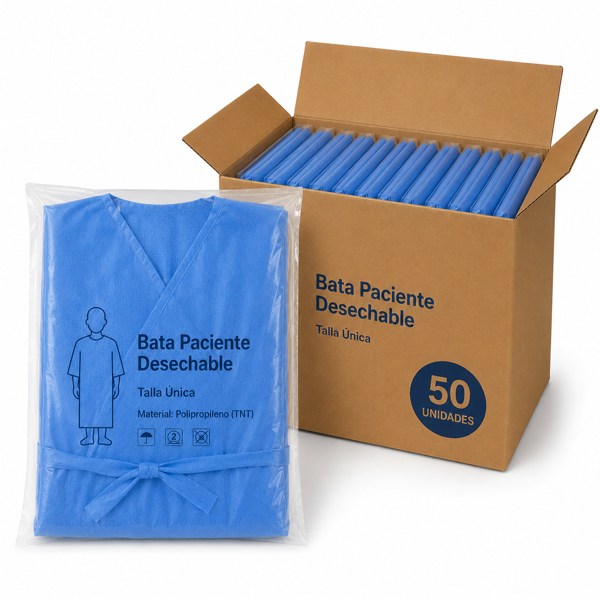 Bata Paciente Adulto Pack X 50 Un. MAYORISTA