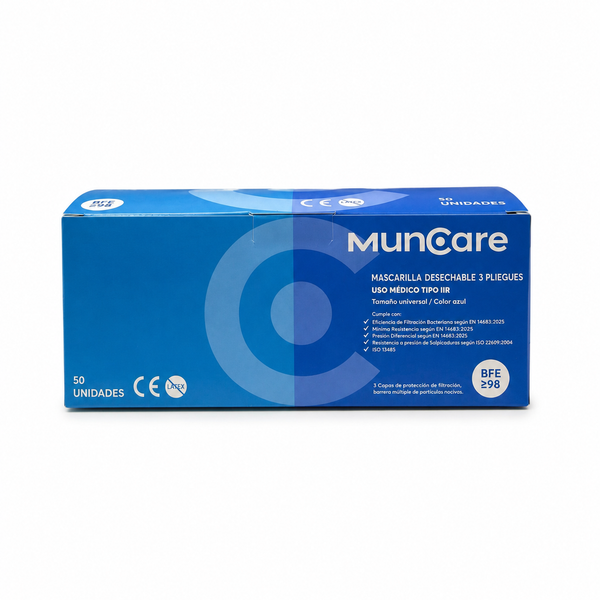 Mascarilla tres pliegues caja x 50 unidades Muncare