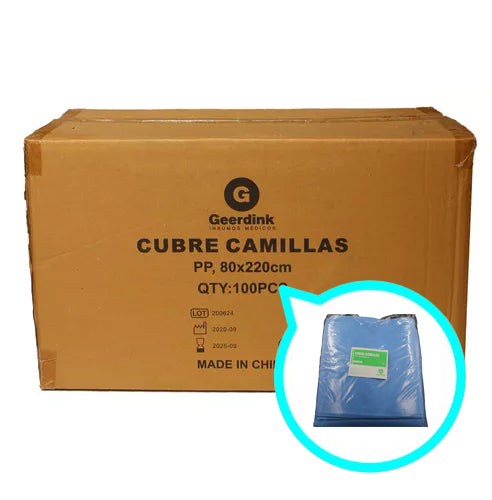 Cubre camilla sin elastico Geerdink 80CM x 220 CM – Caja madre x 100 unidades